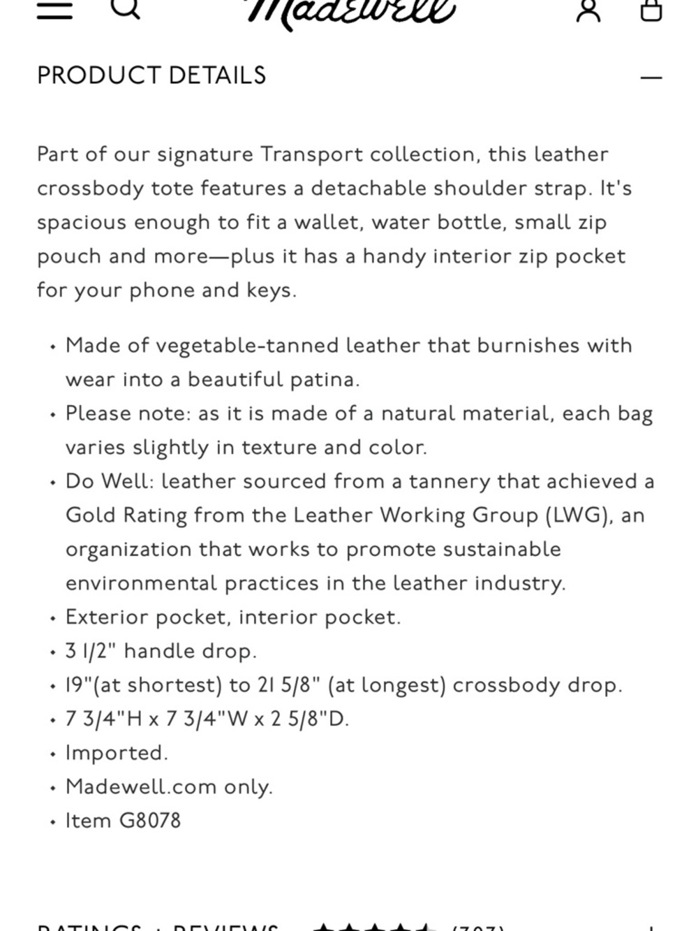 Madewell zip top Transport Small crossbody bag - Picture 8 of 8